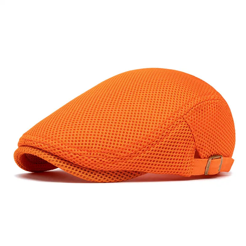 Men's Breathable Mesh Flat Cap โ Adjustable Newsboy Ivy Beret Summer Hat
