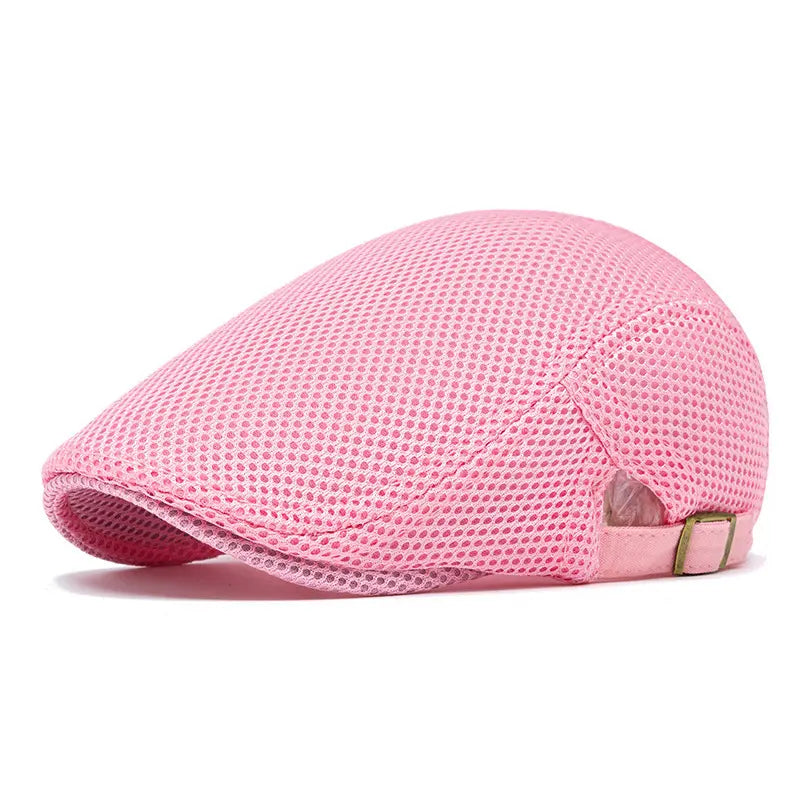 Men's Breathable Mesh Flat Cap โ Adjustable Newsboy Ivy Beret Summer Hat