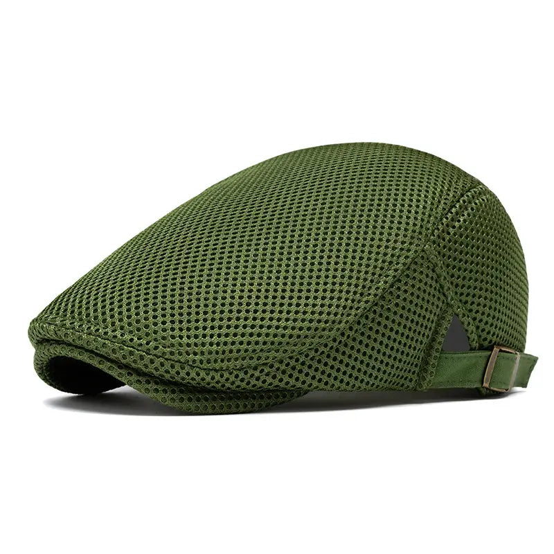 Men's Breathable Mesh Flat Cap โ Adjustable Newsboy Ivy Beret Summer Hat