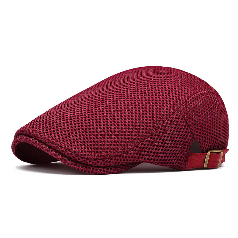 Men's Breathable Mesh Flat Cap โ Adjustable Newsboy Ivy Beret Summer Hat