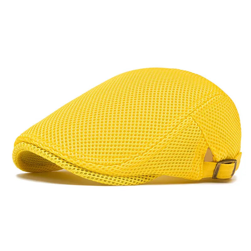Men's Breathable Mesh Flat Cap โ Adjustable Newsboy Ivy Beret Summer Hat