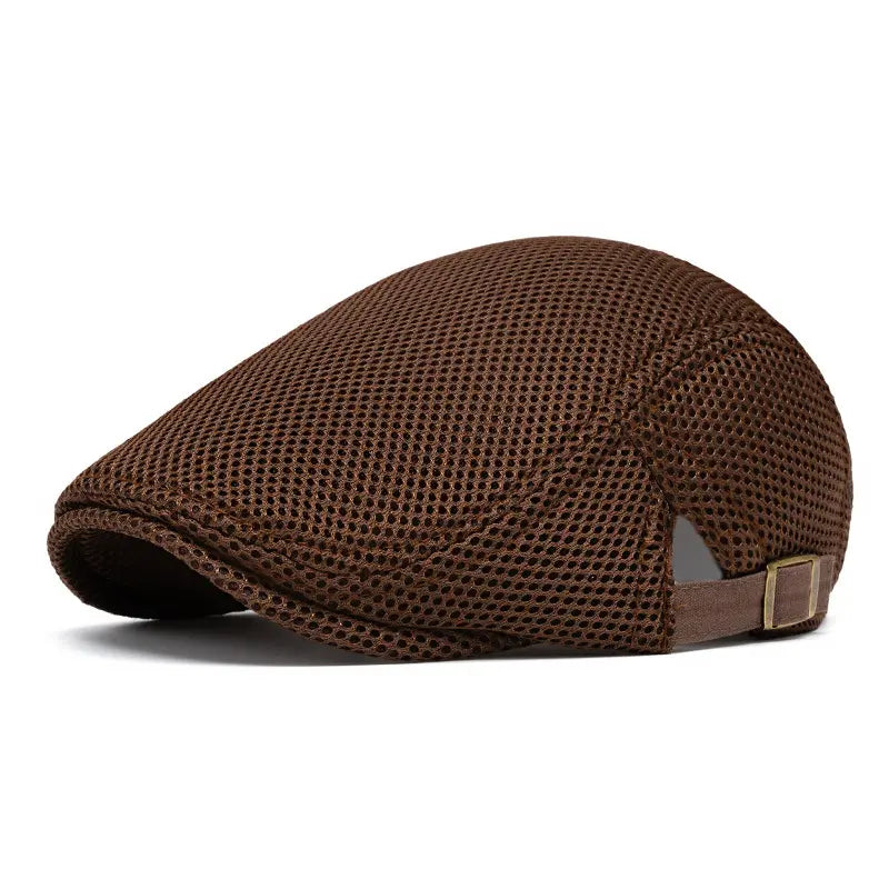 Men's Breathable Mesh Flat Cap โ Adjustable Newsboy Ivy Beret Summer Hat