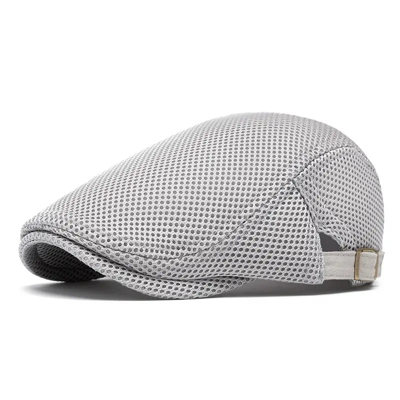 Men's Breathable Mesh Flat Cap โ Adjustable Newsboy Ivy Beret Summer Hat