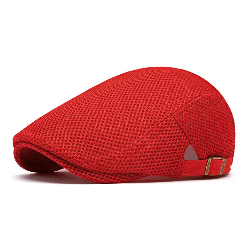 Men's Breathable Mesh Flat Cap โ Adjustable Newsboy Ivy Beret Summer Hat