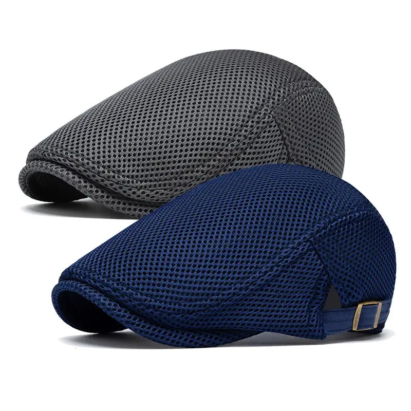 Men's Breathable Mesh Flat Cap โ Adjustable Newsboy Ivy Beret Summer Hat