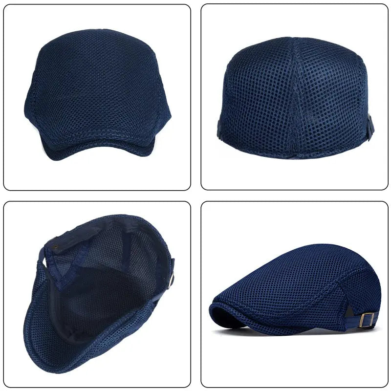 Men's Breathable Mesh Flat Cap โ Adjustable Newsboy Ivy Beret Summer Hat