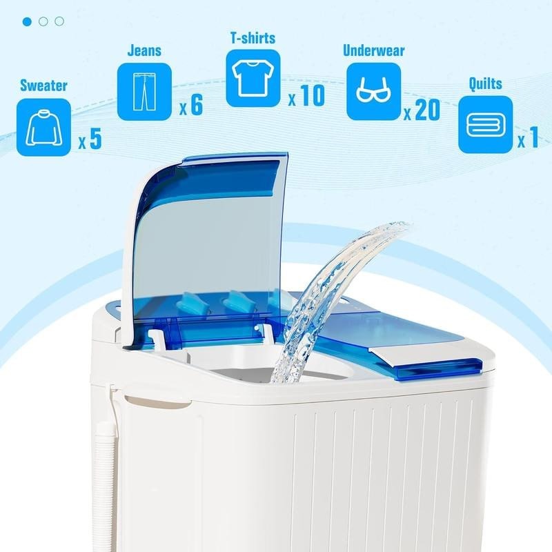 Halvora Portable Washing Machine compact twin tub washer and spin dryer for apartments, dorms, RVs, and small spaces